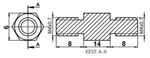 DİSTANS  METAL  AK-YP-4214  METRİK 4  14 mm  ERKEK - ERKEK  YÜKSELTEÇ