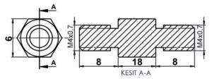 DİSTANS  METAL  AK-YP-4218  METRİK 4  18 mm  ERKEK - ERKEK  YÜKSELTEÇ