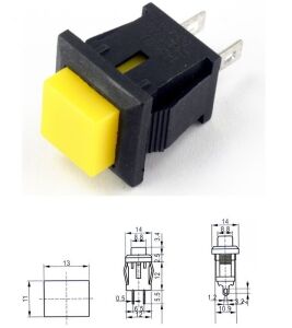 Buton Sarı Kare Tırnaklı 2 Pim PBS-15B ( Yaylı Tip )