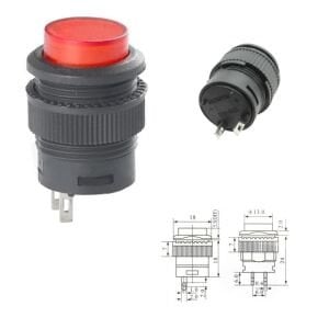 Anahtar Kırmızı Yuvarlak 16mm Ø R16-503A 2 Pim Işıksız ( Kalıcı Tip )