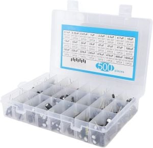 Elektrolitik Kondansatör Seti Kutuplu 500 Adet 24 Farklı Değerde Şeffaf Çantada