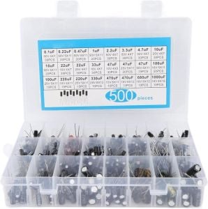Elektrolitik Kondansatör Seti Kutuplu 500 Adet 24 Farklı Değerde Şeffaf Çantada