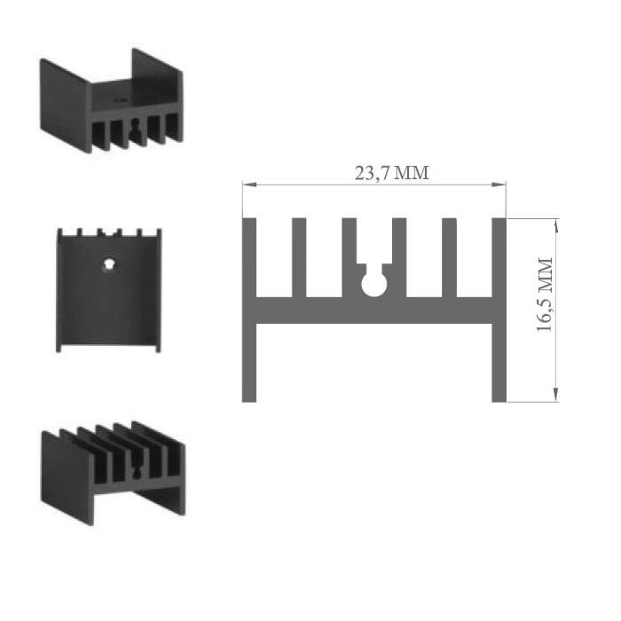 Alüminyum Soğutucu TO-247  Kılıf Siyah Eloksallı 25 mm m3 Pasolu 59AS25