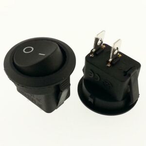 Anahtar Yuvarlak Siyah On Off Işıksız 2 Pin 6a 250v Kcd1 / Ic-133 ( Kalıcı Tip )