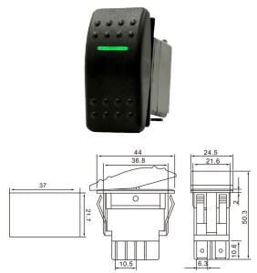 Marin Switch Yeşil Işıklı Anahtar On- Off 12-24v Dc Sw-3p Ic-134m-1 (Kalıcı Tip)