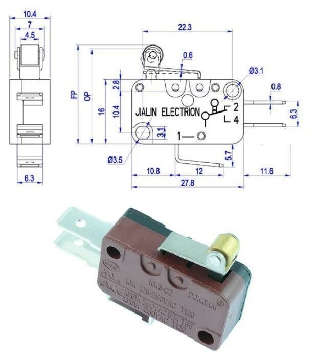 SWİTCH MAKARALI 16x28mm 14mm  15A IC-175  (220V 16A) KW1-103-6