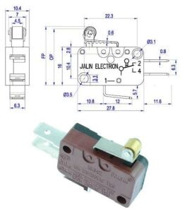 SWİTCH MAKARALI 16x28mm 14mm  15A IC-175  (220V 16A) KW1-103-6
