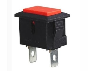 BUTON DİKDÖRTGEN PBS-101 KIRMIZI 2 Pinli TIRNAKLI 19x12x14mm