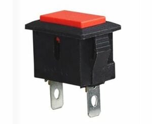 BUTON DİKDÖRTGEN PBS-101 KIRMIZI 2 Pinli TIRNAKLI 19x12x14mm