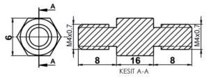 DİSTANS  METAL  AK-YP-4216  METRİK 4  16 mm  ERKEK - ERKEK  YÜKSELTEÇ