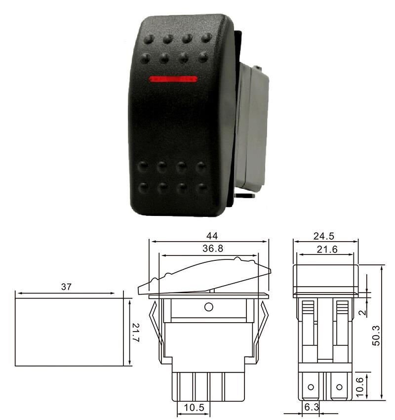 Marin Switch Kırmızı Işıklı Anahtar On- Off 12-24v Dc Sw-3p Ic-134m-1 (Kalıcı Tip)