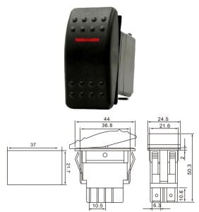 Marin Switch Kırmızı Işıklı Anahtar On- Off 12-24v Dc Sw-3p Ic-134m-1 (Kalıcı Tip)
