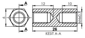 DİSTANS  METAL  AK-YP-4026  METRİK 4  26mm  DİŞİ - DİŞİ  YÜKSELTEÇ