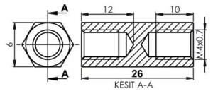DİSTANS  METAL  AK-YP-4026  METRİK 4  26mm  DİŞİ - DİŞİ  YÜKSELTEÇ