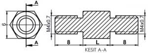 DİSTANS  METAL  AK-YP-4217  METRİK 4  17 mm  ERKEK - ERKEK  YÜKSELTEÇ