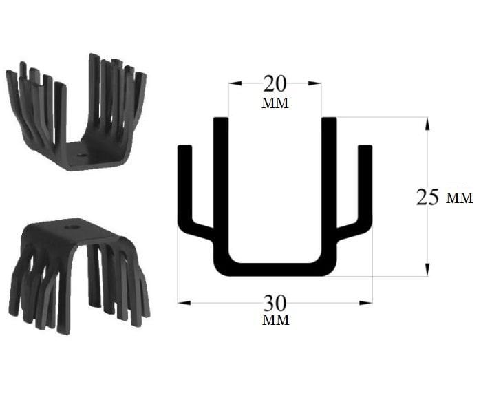 Alüminyum Soğutucu TO-247  Kılıf Siyah Eloksallı 28 mm m3 TR10