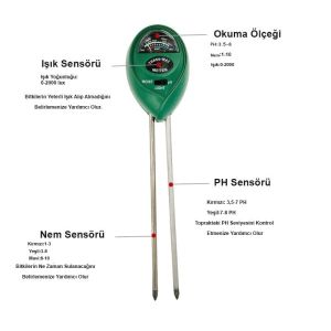 Noyafa TR-01 Analog Toprak Analiz Test Cihazı Ph / Su / Nem ve Işık Şiddet Ölçer