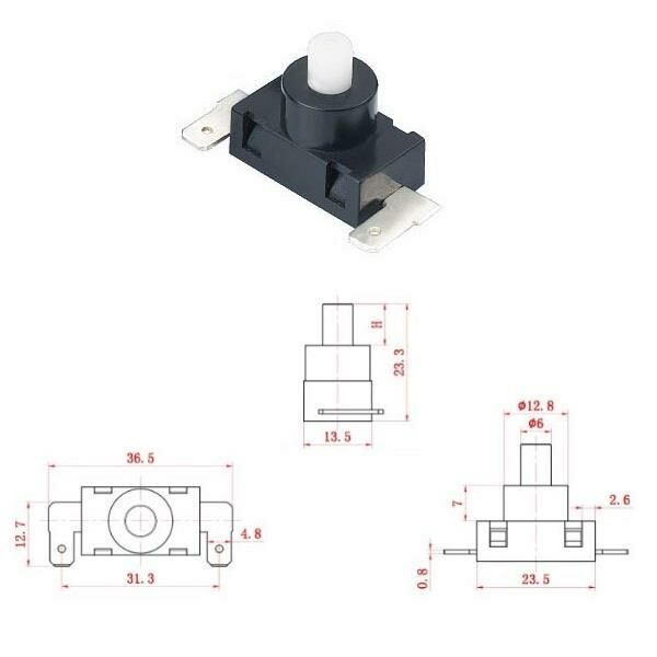 Süpürge Açma Kapama Anahtarı IC-180-H4 Siyah 2 Pim 90 Derece