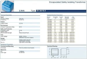 Trafo El-Kom 2,5VA 2x9V mavi RN130543  2x139mA