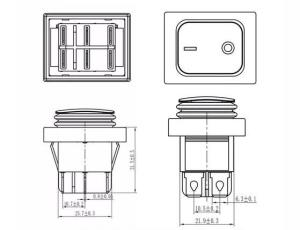 Anahtar On ~ On Kırmızı Işıklı 30A FL3-KCD4-202N-5 IP67 Su Geçirmez 6 Bacak