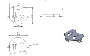 PİL YUVASI PCB tip BC-2401  CR-2430 için Pil Tutucu