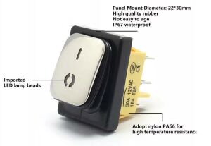 Anahtar On ~ On Beyaz Işıklı 30A FL3-KCD4-202N-5 IP67 Su Geçirmez 6 Bacak