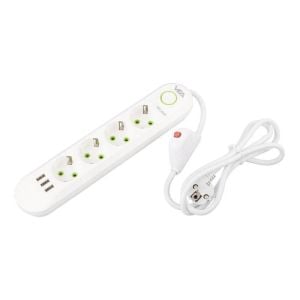 VEA VA-21560 Beyaz Akım Korumalı Grup Priz 4'Lü 3 USB Girişli 1.5 Metre Anahtarlı