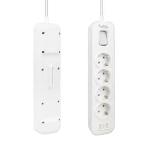 VEA VE-NOVA104 A Class Gri Akım Korumalı Grup Priz 4'Lü 1.5 Metre Anahtarlı (Made in Malaysia)
