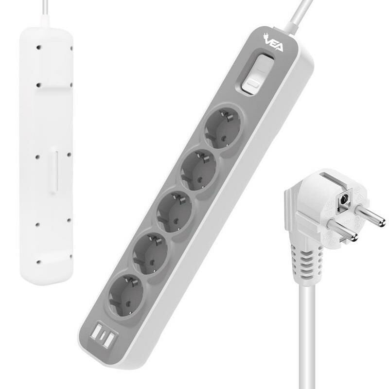 VEA VE-NOVA105 A Class Gri Akım Korumalı Grup Priz 5'Li 1.5 Metre Anahtarlı (Made in Malaysia)