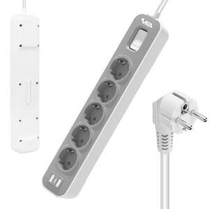 VEA VE-NOVA105 A Class Gri Akım Korumalı Grup Priz 5'Li 1.5 Metre Anahtarlı (Made in Malaysia)