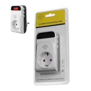 VEA VE-25530 15a 3520w Tekli Dijital Göstergeli Akım Korumalı Priz