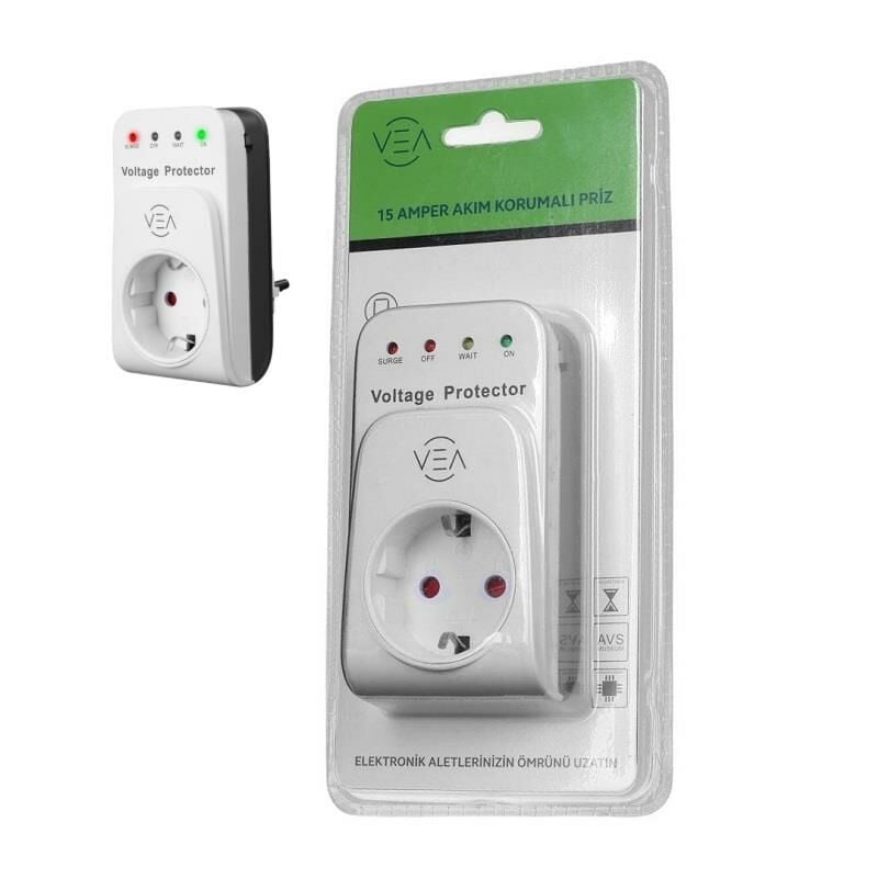 VEA VE-25531 15a 3520w Tekli Led Göstergeli Akım Korumalı Priz