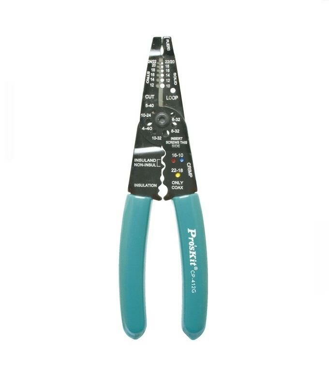 Proskit CP-412G Kablo Soyucu Kesme ve Sıkıştırma Pensesi ( Soyma AWG 10-24 Sıkıştırma AWG 10-22 )