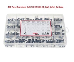 480 Adet Transistör Seti TO-92 Kılıf 24 Çeşit Şeffaf Çantada