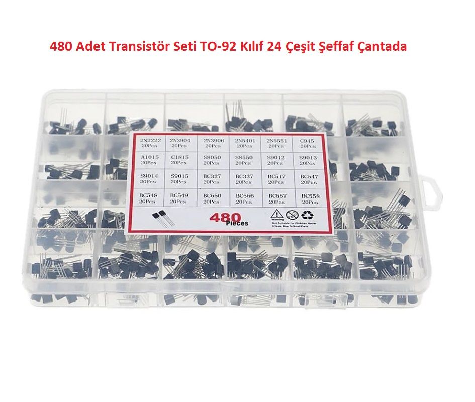 480 Adet Transistör Seti TO-92 Kılıf 24 Çeşit Şeffaf Çantada