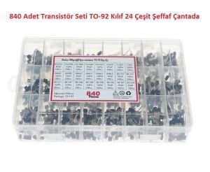 840 Adet Transistör Seti TO-92 Kılıf 24 Çeşit Şeffaf Çantada