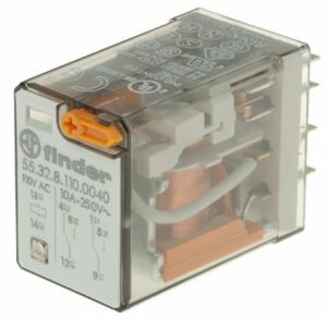 Finder Röle 55.32.8.110.0040 Soket Montaj AgNi 2CO 10A Kilitli Test Buton , Hata Göstergesi Led