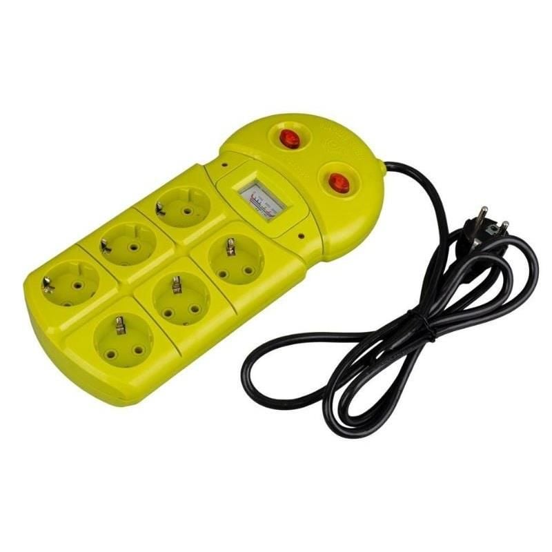 VEA VE-970B Akım Korumalı Grup Priz 6'Lı 2 USB Girişli 1.5 Metre 2 Anahtarlı Analog Voltmetreli