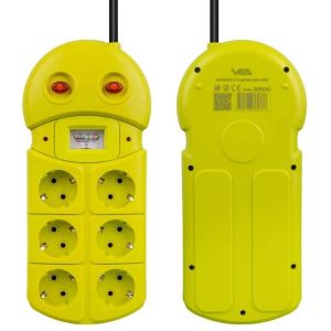 VEA VE-970B Akım Korumalı Grup Priz 6'Lı 2 USB Girişli 1.5 Metre 2 Anahtarlı Analog Voltmetreli