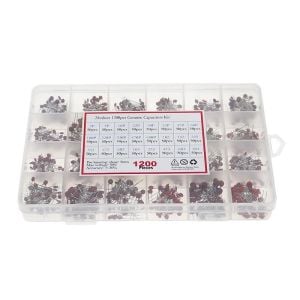 1200 Adet 2pF/100nF Seramik Mercimek Kondansatör Seti 24 Farklı Değerde Şeffaf Çantada