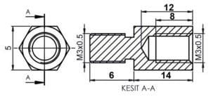 DİSTANS  METAL 14 mm YÜKSELTEC metrik3  AK-YP-514
