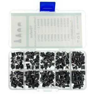 200 Parça Tact Switch Seti 6x6 Dip Kılıf 10 Farklı Boy Plastik Çantada