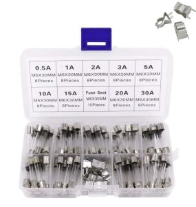 Cam Sigorta Seti 6x30 mm 72 Adet 9 Çeşit 250v Şeffaf Çantada