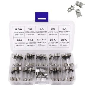 Cam Sigorta Seti 6x30 mm 72 Adet 9 Çeşit 250v Şeffaf Çantada