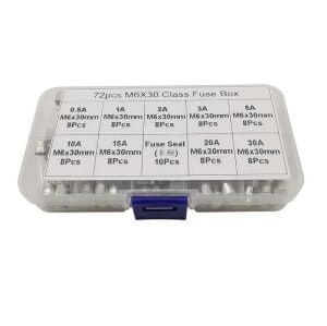 Cam Sigorta Seti 6x30 mm 72 Adet 9 Çeşit 250v Şeffaf Çantada
