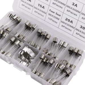Cam Sigorta Seti 6x30 mm 72 Adet 9 Çeşit 250v Şeffaf Çantada