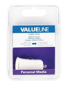 VALUELİNE VLMB11950W  ÇAKMAK USB Araç Şarj Cihazı BEYAZ   Out:USB 5V 2100 mA