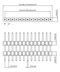 Pin Header Erkek 40 lı 180° 1 Sıra Konnektör  208-1x40  (( Çift Plastik Bacak Boyu 32mm ))
