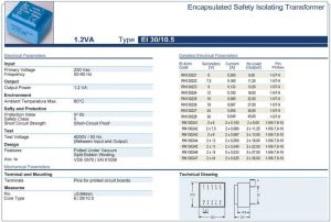 Trafo El-Kom 1,2VA 0-7,5V mavi RN130222