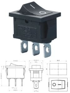 Anahtar Mini Siyah On Off Işıksız 3 Pin 6a 250v Kcd1-102 / Ic-121 ( Kalıcı Tip)